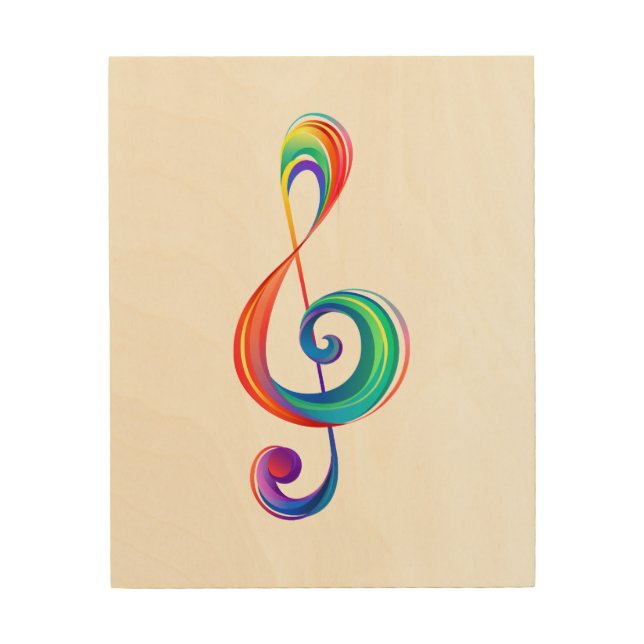 Layered rainbow treble clef wood wall art (Front)