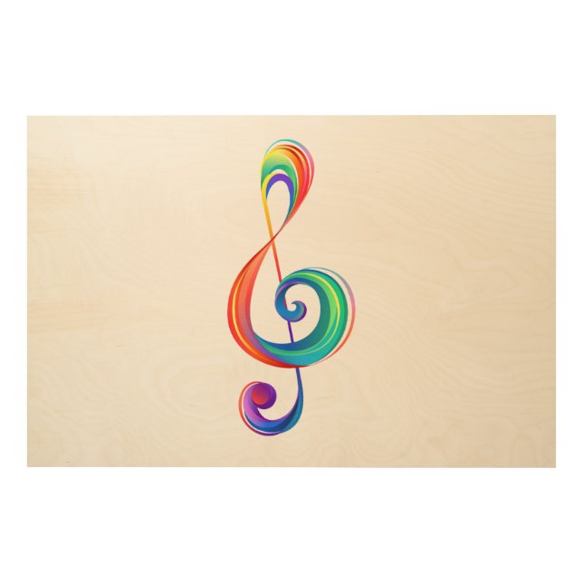 Layered rainbow treble clef wood wall art (Front)
