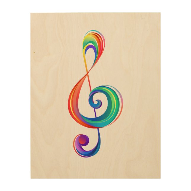 Layered rainbow treble clef wood wall art (Front)