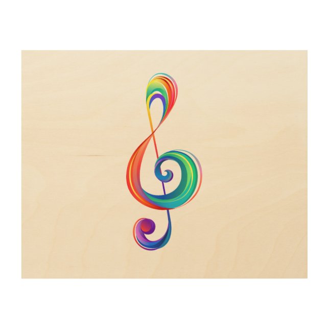 Layered rainbow treble clef wood wall art (Front)