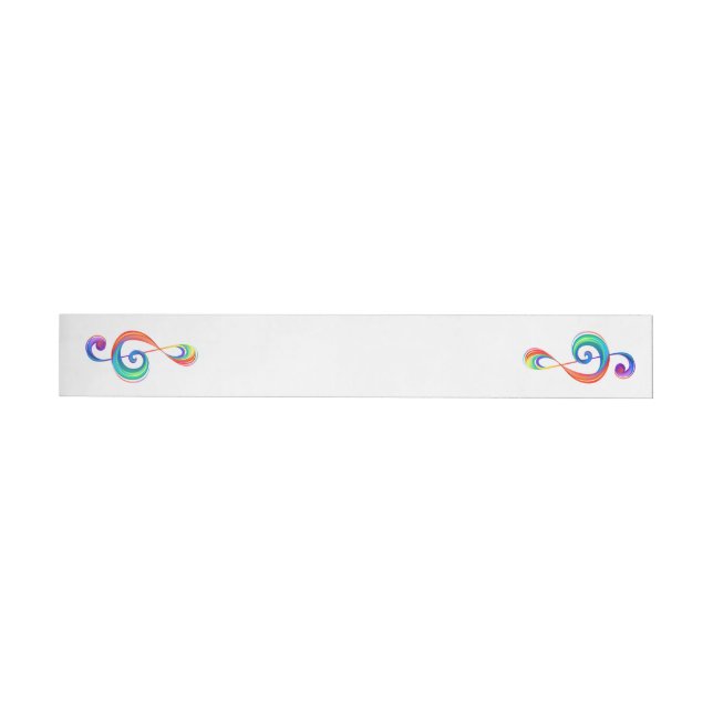Layered rainbow treble clef wrap around address label (Individual)