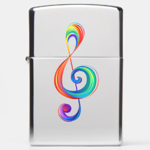 Layered rainbow treble clef zippo lighter