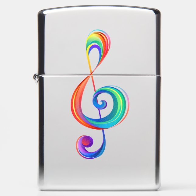 Layered rainbow treble clef zippo lighter (Front)