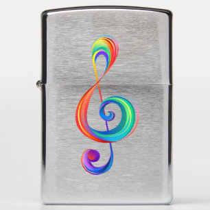 Layered rainbow treble clef zippo lighter