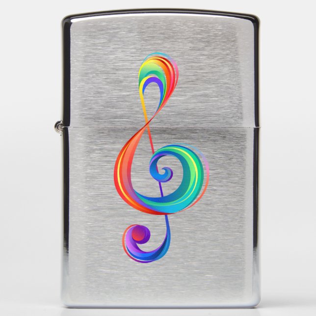 Layered rainbow treble clef zippo lighter (Front)