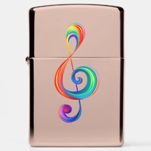 Layered rainbow treble clef zippo lighter