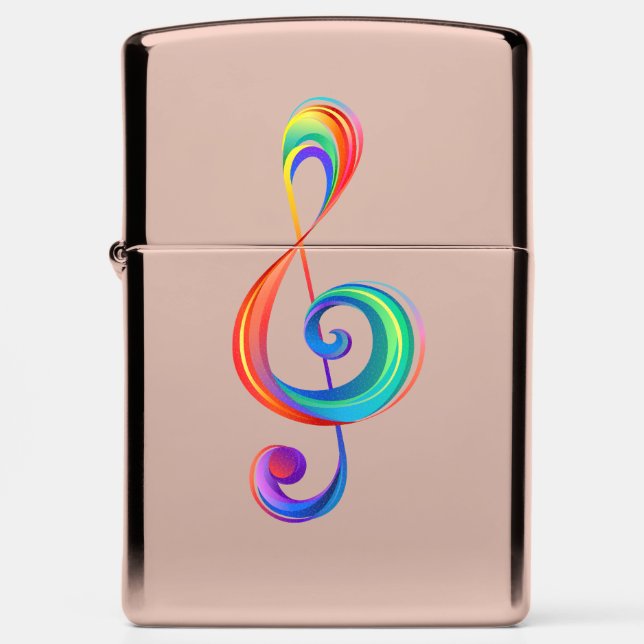 Layered rainbow treble clef zippo lighter (Front)