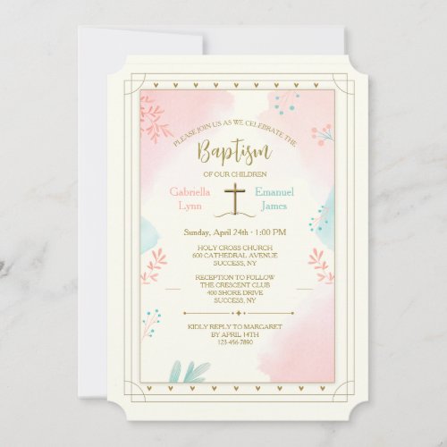 Layered Religious Pink and Blue Invitation