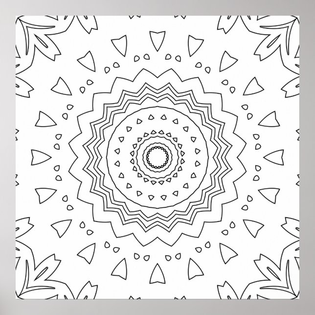 Layered Scalloped Mandala Ring Pattern to Color Poster (Front)