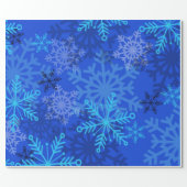 Layered Snowflakes on Blue Wrapping Paper (Flat)