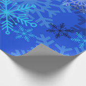 Layered Snowflakes on Blue Wrapping Paper (Corner)