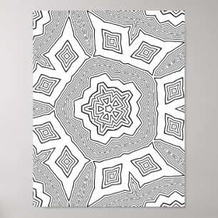 Layered Starburst Coloring Page Ripple Pattern Art Poster