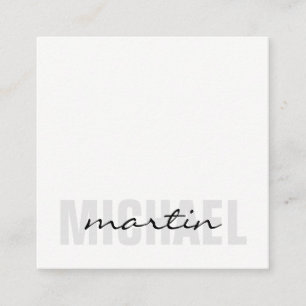 Layered Text Bold Cursive Square Business Card