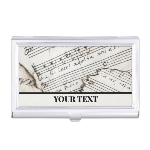 Layered Torn Vintage Sheet Music Customized Business Card Case