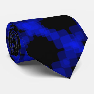 Layered True Blue Squared On Black Pattern         Neck Tie