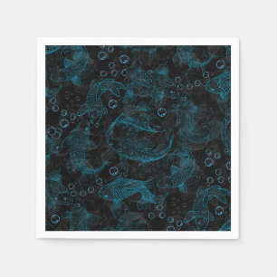 Layering Fishes Pattern 01.blue.b Napkins