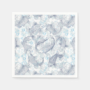 Layering Fishes Pattern 02.Dark blue.b No BG Napkins