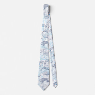 Layering Fishes Pattern 02.Dark blue.b No BG Neck Tie