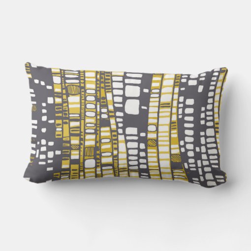 Layers in yellow and grey lumbar pillow Zazzle