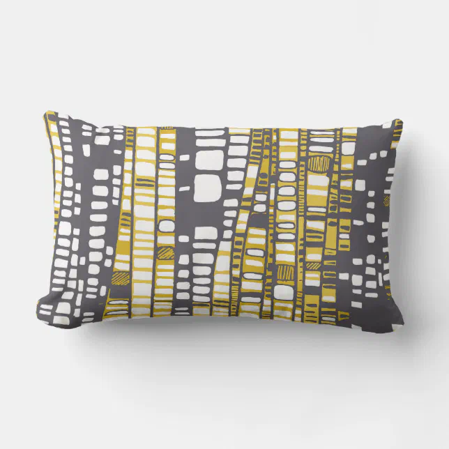 Layers in yellow and grey lumbar pillow Zazzle
