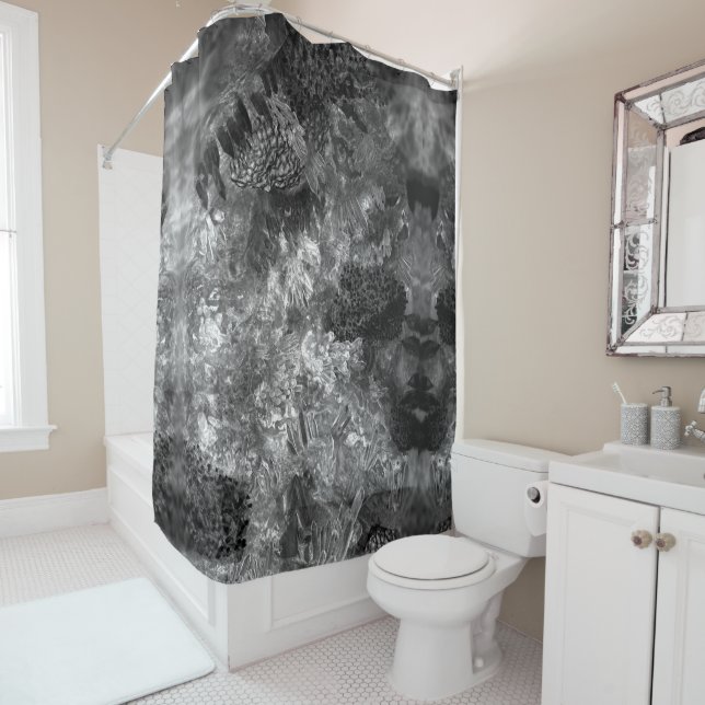  Layers of Crystals Gray  Shower Curtain (In Situ)