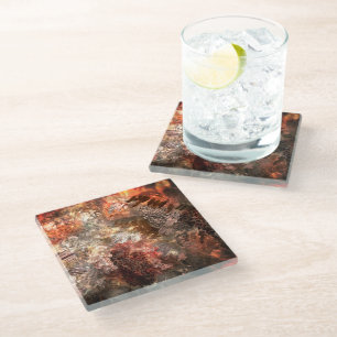 Layers of Crystals with Rustic Tint Glass Coaster