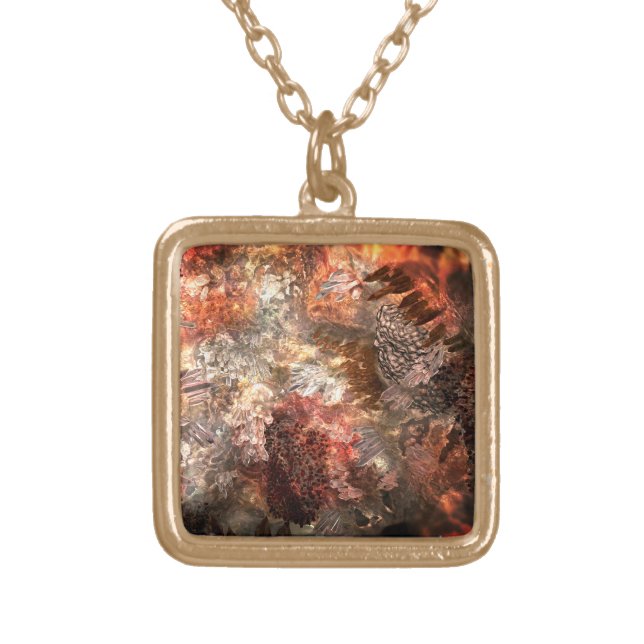  Layers of Crystals with Rustic Tint   Gold Plated Necklace (Front)