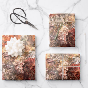  Layers of Crystals with Rustic Tint   Wrapping Paper Sheets