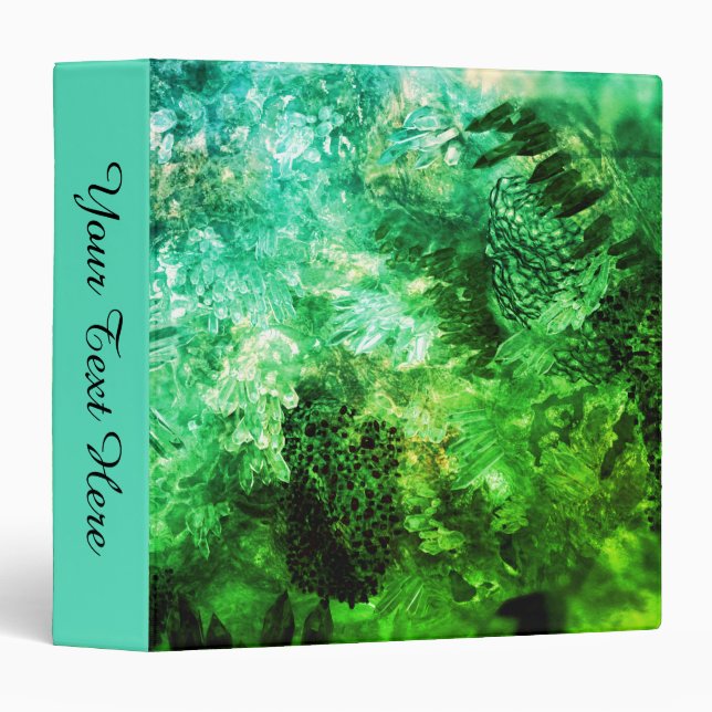 Layers of Green Crystals 3 Ring Binder (Front/Spine)