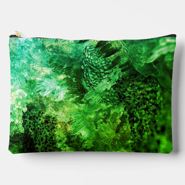 Layers of Green Crystals Accessory Pouch (Front)