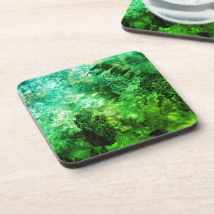Layers of Green Crystals Beverage Coaster
