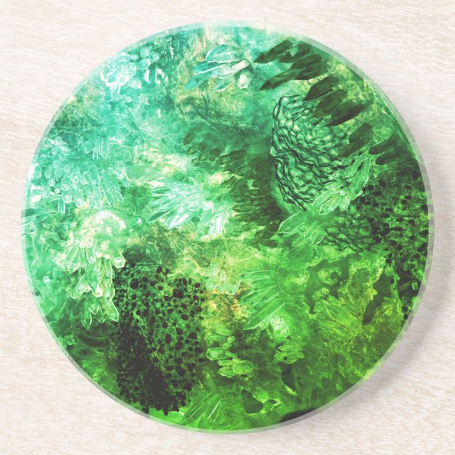Layers of Green Crystals Coaster (Front)