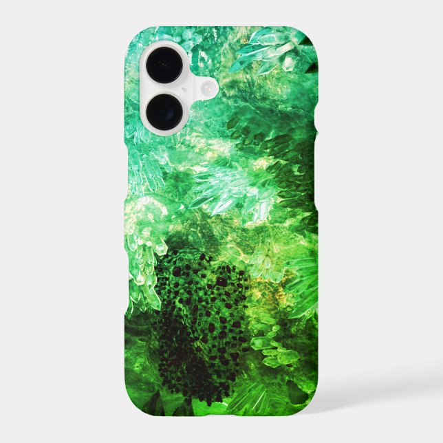 Layers of Green Crystals Iphone Case (Back)