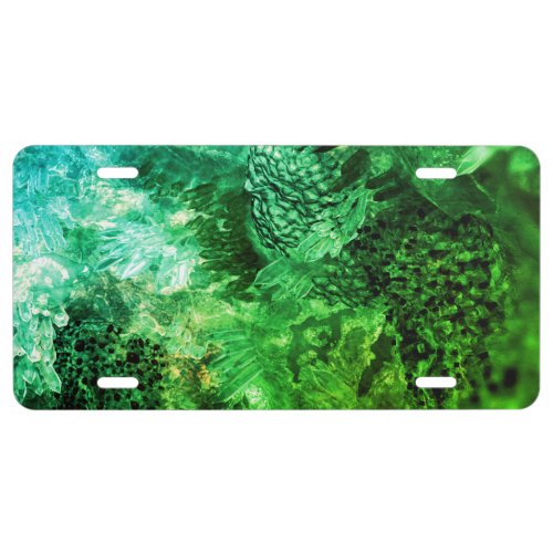 Layers of Green Crystals License Plate
