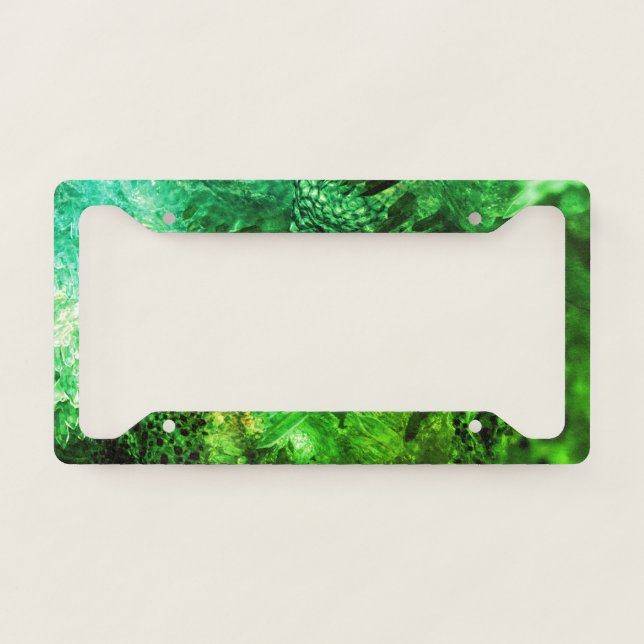 Layers of Green Crystals License Plate Frame (Front)