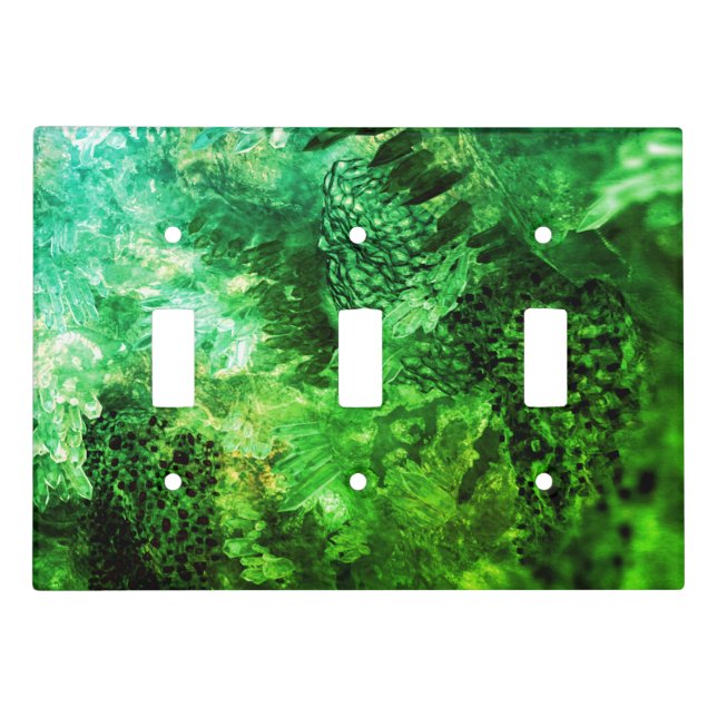 Layers of Green Crystals Light Switch Cover (Front)