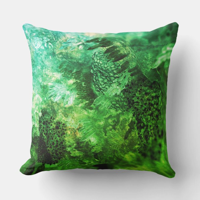 Layers of Green Crystals Outdoor Pillow (Front)