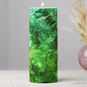 Layers of Green Crystals Pillar Candle