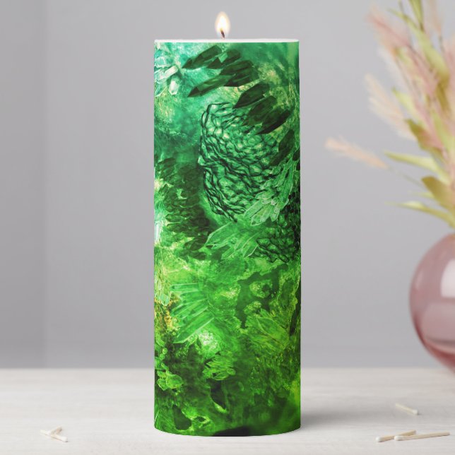 Layers of Green Crystals Pillar Candle (In Situ)