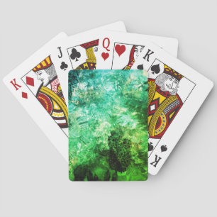 Layers of Green Crystals Poker Cards