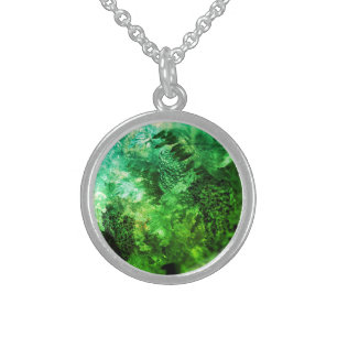 Layers of Green Crystals Sterling Silver Necklace