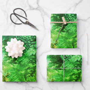 Layers of Green Crystals Wrapping Paper Sheets