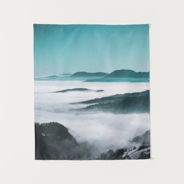 Layers of hills, fog and trees tapestry (Front)