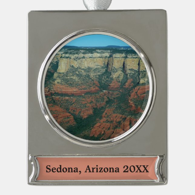 Layers of Red Rocks in Sedona Arizona Silver Plated Banner Ornament (Front)