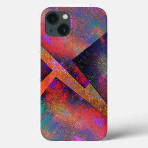 Layers of rustic colored images unevenly arranged iPhone 13 case