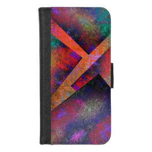 Layers of rustic colored images unevenly arranged iPhone 8/7 wallet case