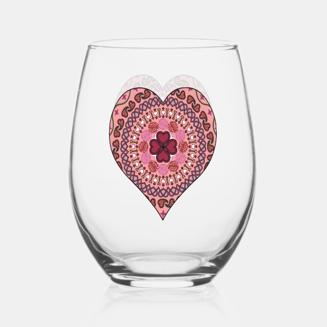 Layers of the Heart Stemless Wine Glass (Front)