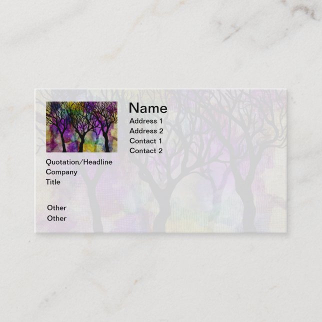 Layers of Trees on Mica Background Business Card (Front)