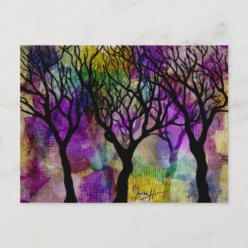 Layers of Trees on Mica Background Postcard