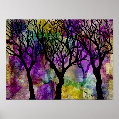 Layers of Trees on Mica Background Poster